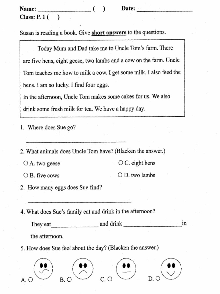 Comprehension & Writing P1ENG 210411 | PDF