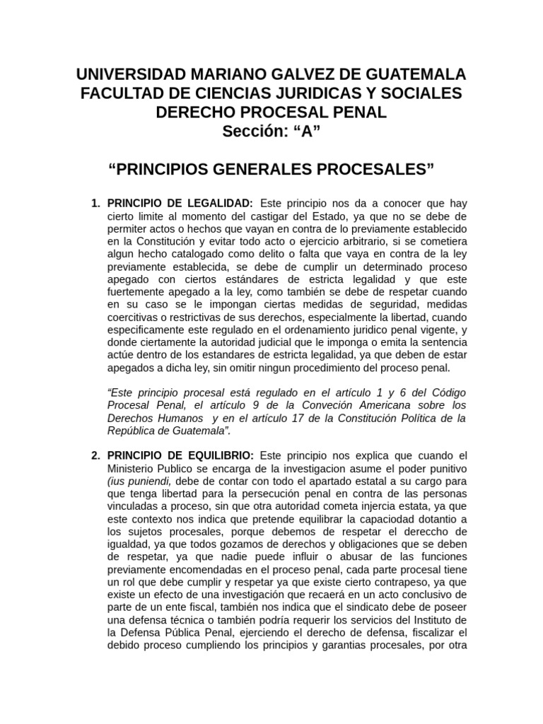 Principios del Derecho Procesal Penal | PDF | Debido al proceso | Ley ...