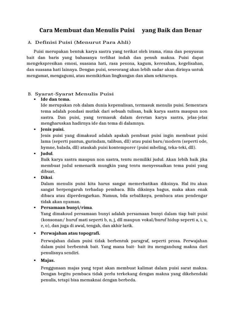 Cara Menulis Dan Membuat Puisi | PDF