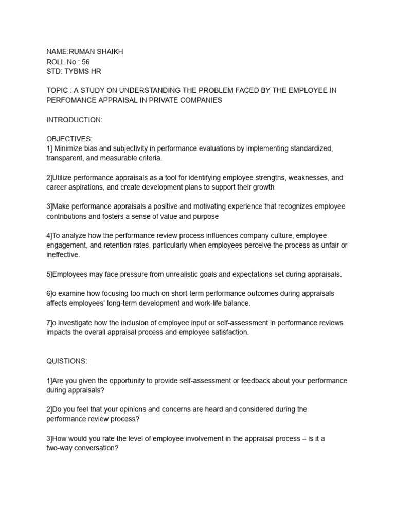 Employee Challenges in Performance Appraisals | PDF | Performance ...