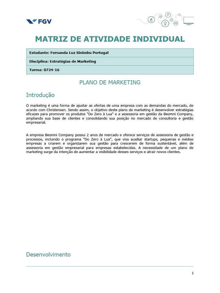 Plano de Marketing Beomni Company | PDF | Marketing | Análise SWOT