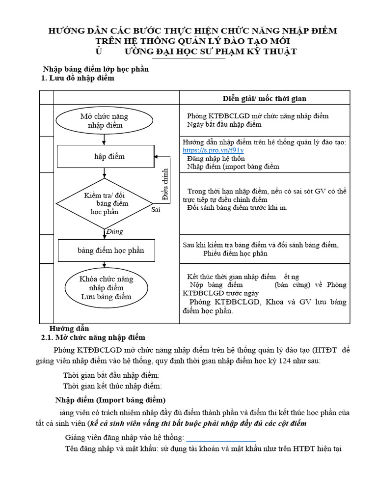 Cac Buoc Thuc Hien Nhap Diem Tren He Thong Dao Tao - DHSPKT | PDF