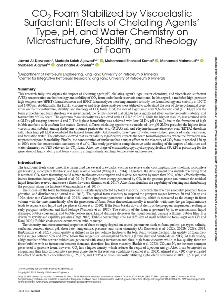 CO2 Foam Stability and Rheology Study | PDF | Foam | Liquids