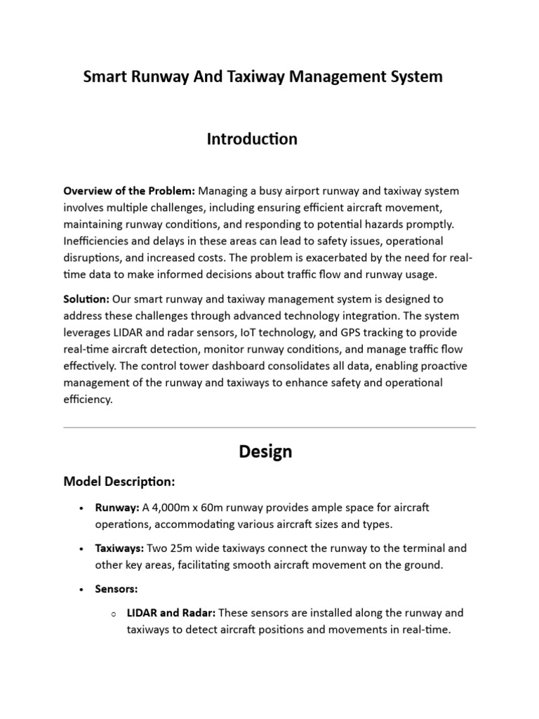 Smart Runway Management System Overview | PDF | Air Traffic Control ...