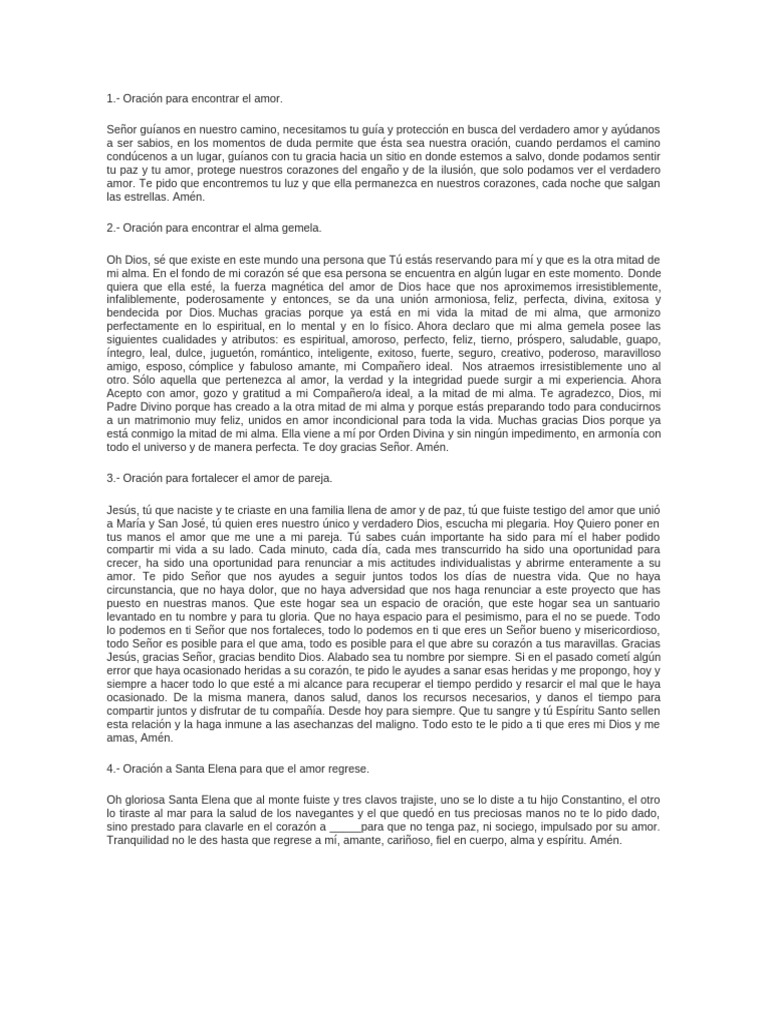 Oraciones para encontrar y fortalecer el amor | PDF | Amor | Oración