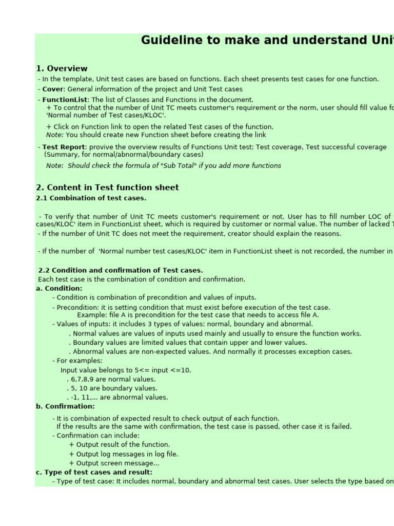 Unit Test Case Guidelines and Overview | PDF | Unit Testing | Systems ...
