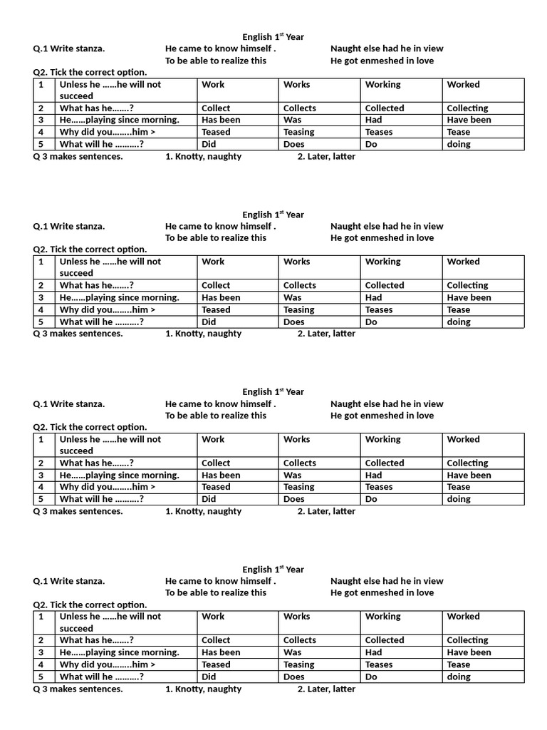 English 1st Year Pdf
