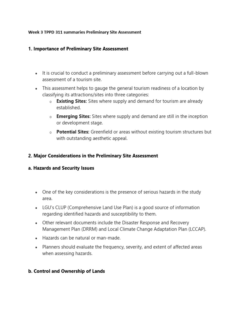 Week 3 TPPD 311 Summaries | PDF | Tourism | Hazards