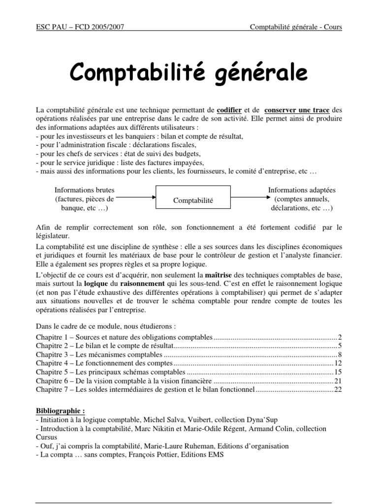 Comptabilité Financière Cours Et Exercices Corrigés Pdf Comptabilite Generale | PDF | Capitaux propres | Comptabilité