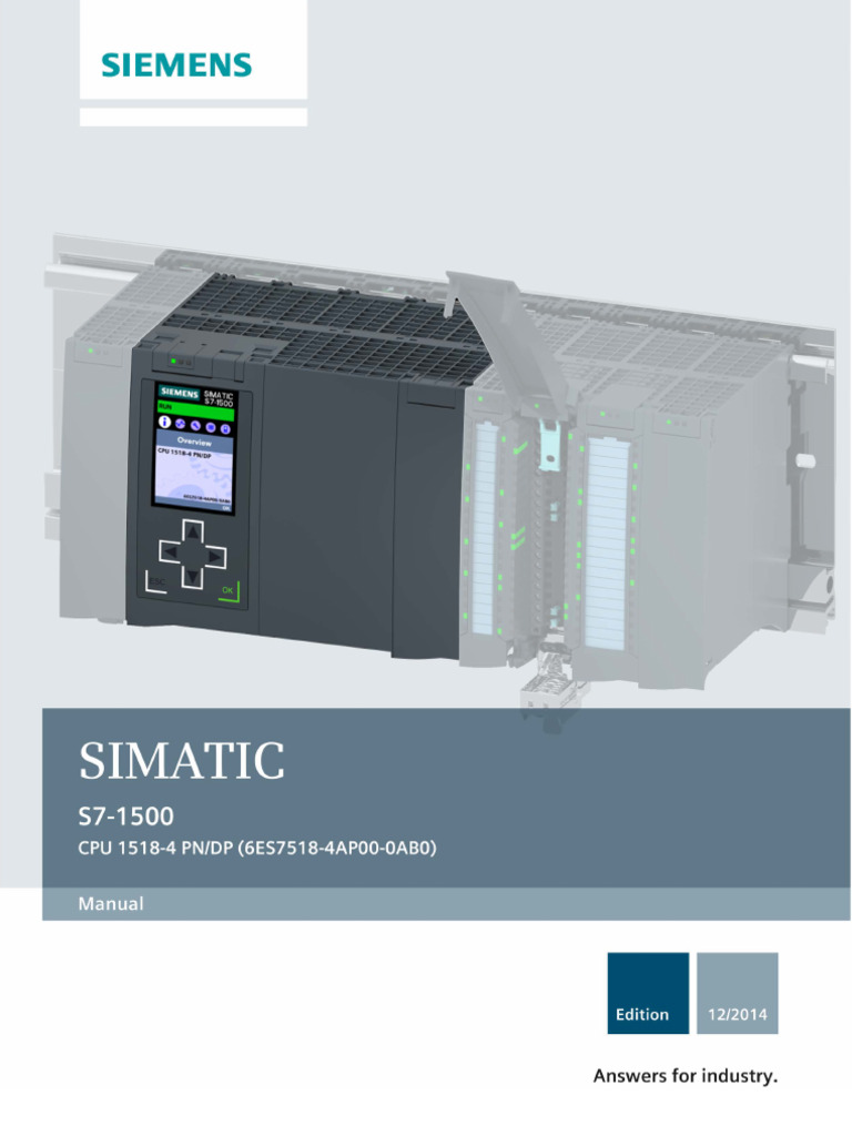 SIMATIC S7-1500 CPU 1518-4 Manual | PDF | Central Processing Unit ...