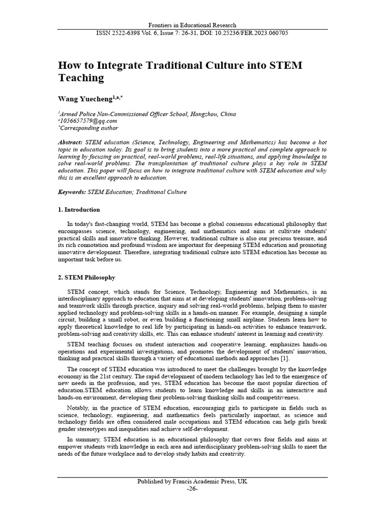 How To Integrate Traditional Culture Into STEM Teaching | PDF | Science ...