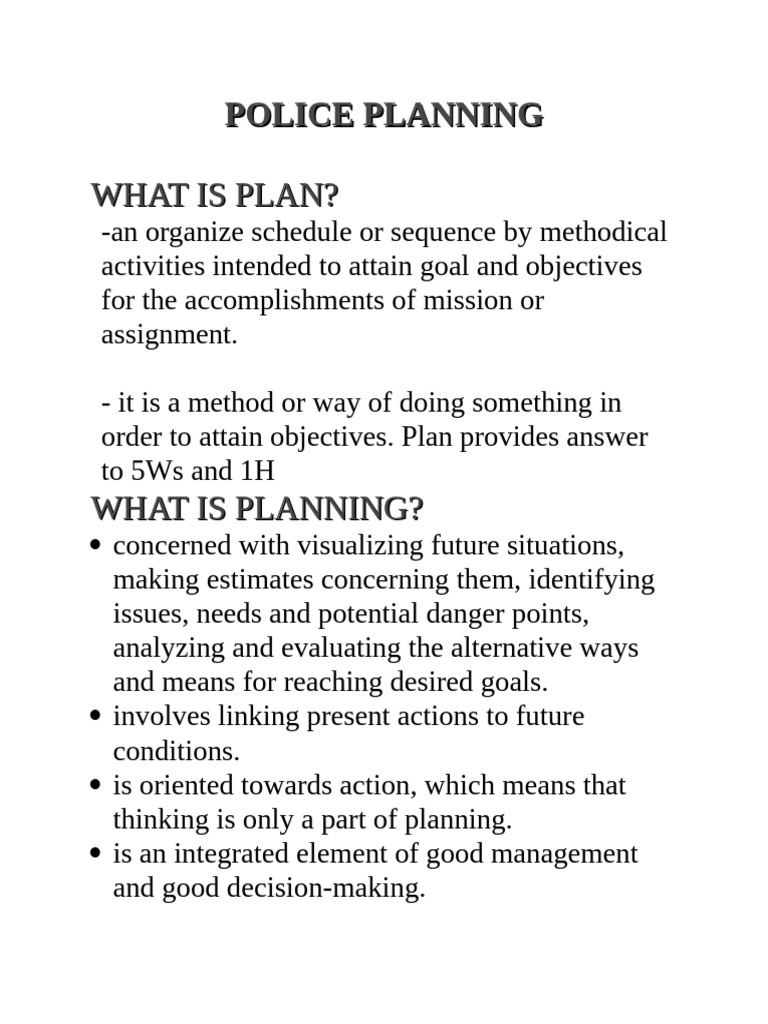 Police Planning and Operational Strategies | PDF | Strategic Planning ...