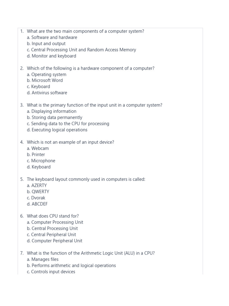 Computer System Components and Functions | PDF | Computer Data Storage ...