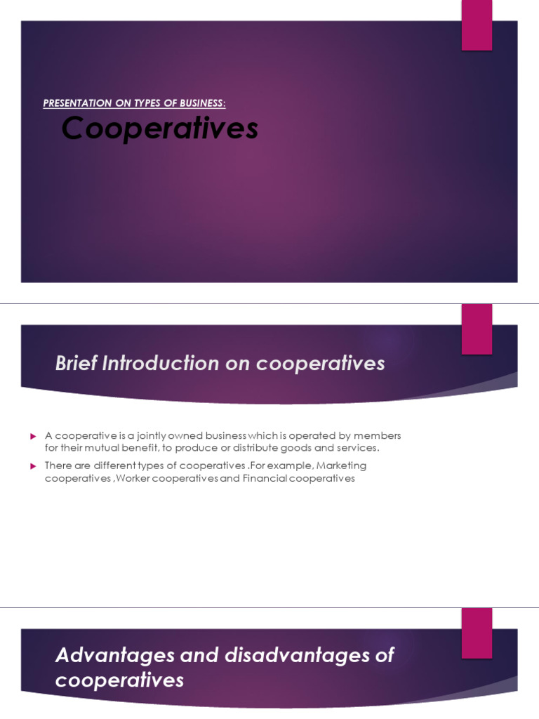 Overview of Cooperatives and Their Types | PDF