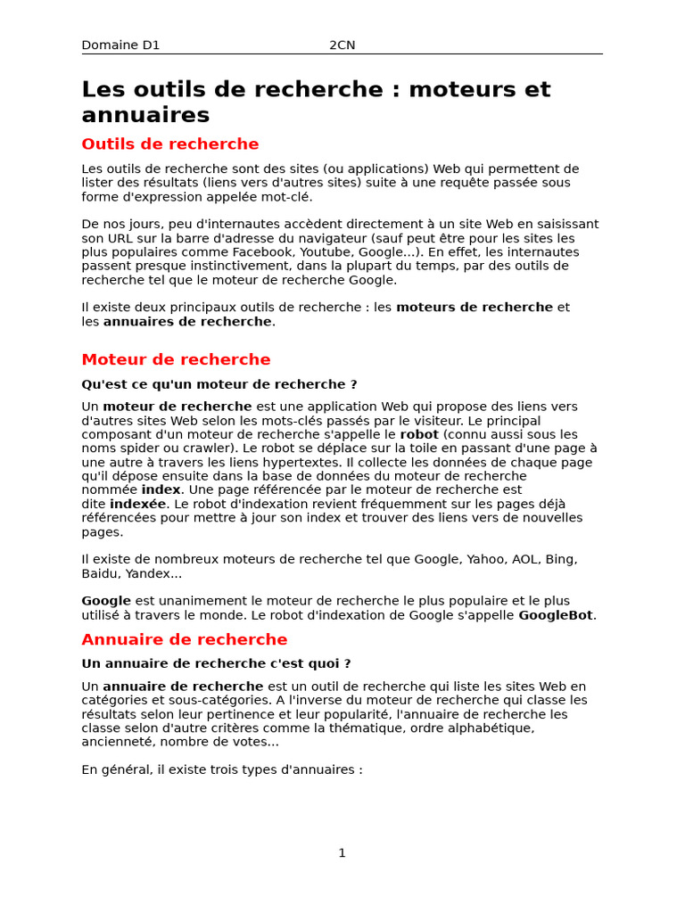 Outils de recherche sur Internet | PDF | Internet | Internet et Web