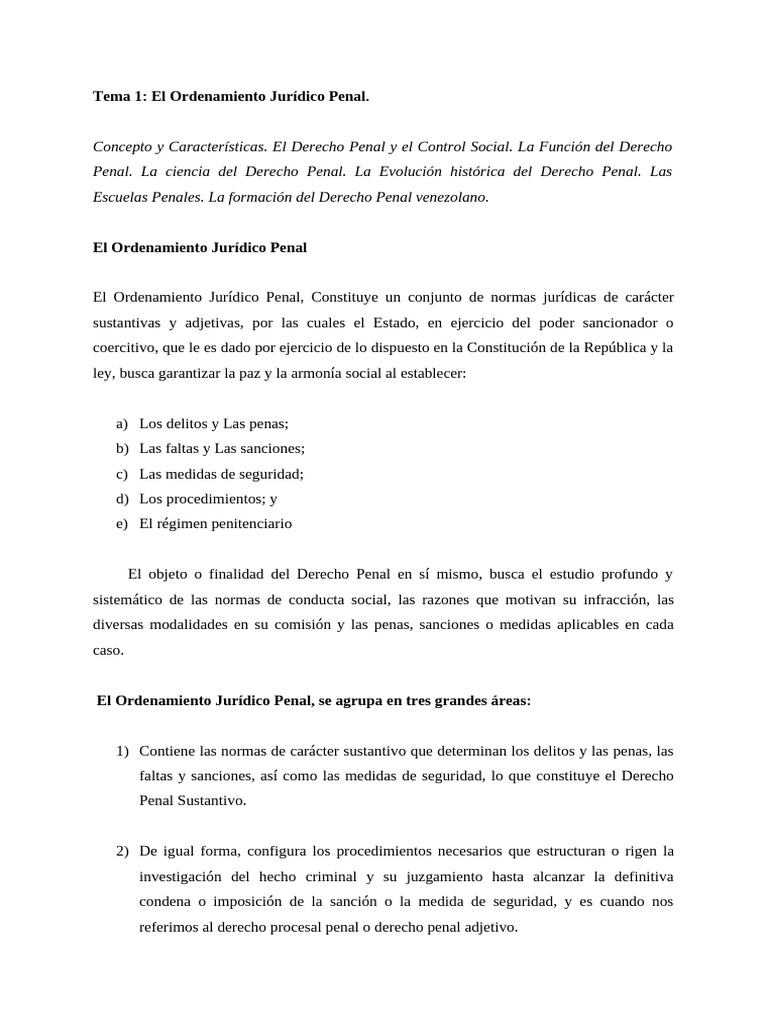 Ordenamiento Jurídico Penal en Venezuela | PDF | Derecho penal | Castigos