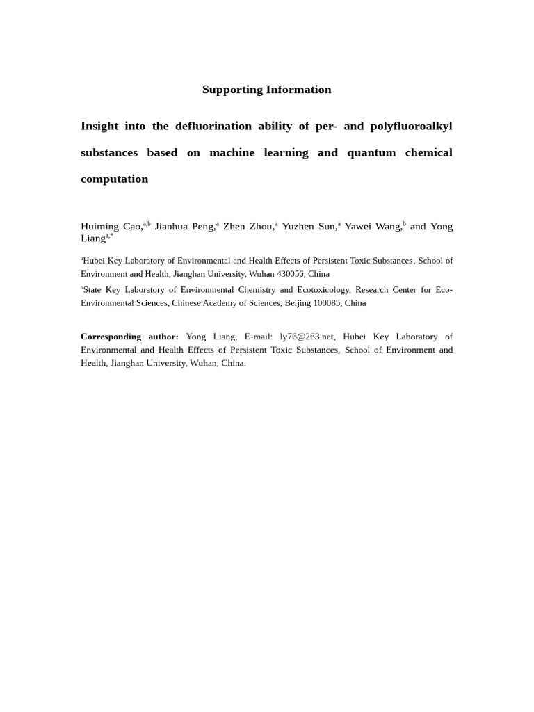 Machine Learning in PFAS Defluorination | PDF | Chemistry
