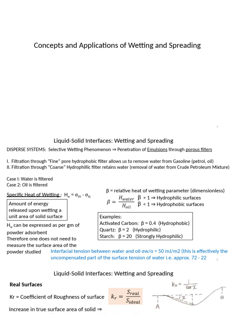 Wetting and Spreading in Liquid-Solid Interfaces | PDF | Wetting ...