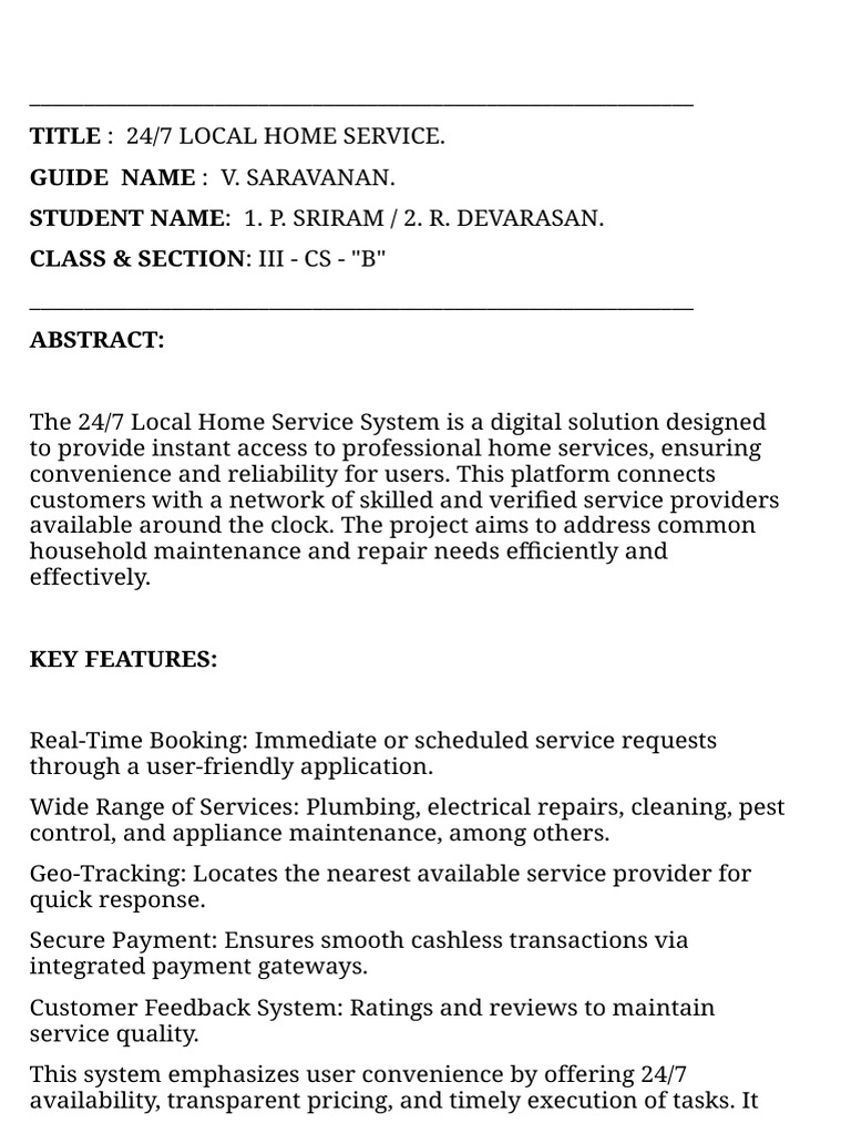 24/7 Home Service Platform Guide | PDF