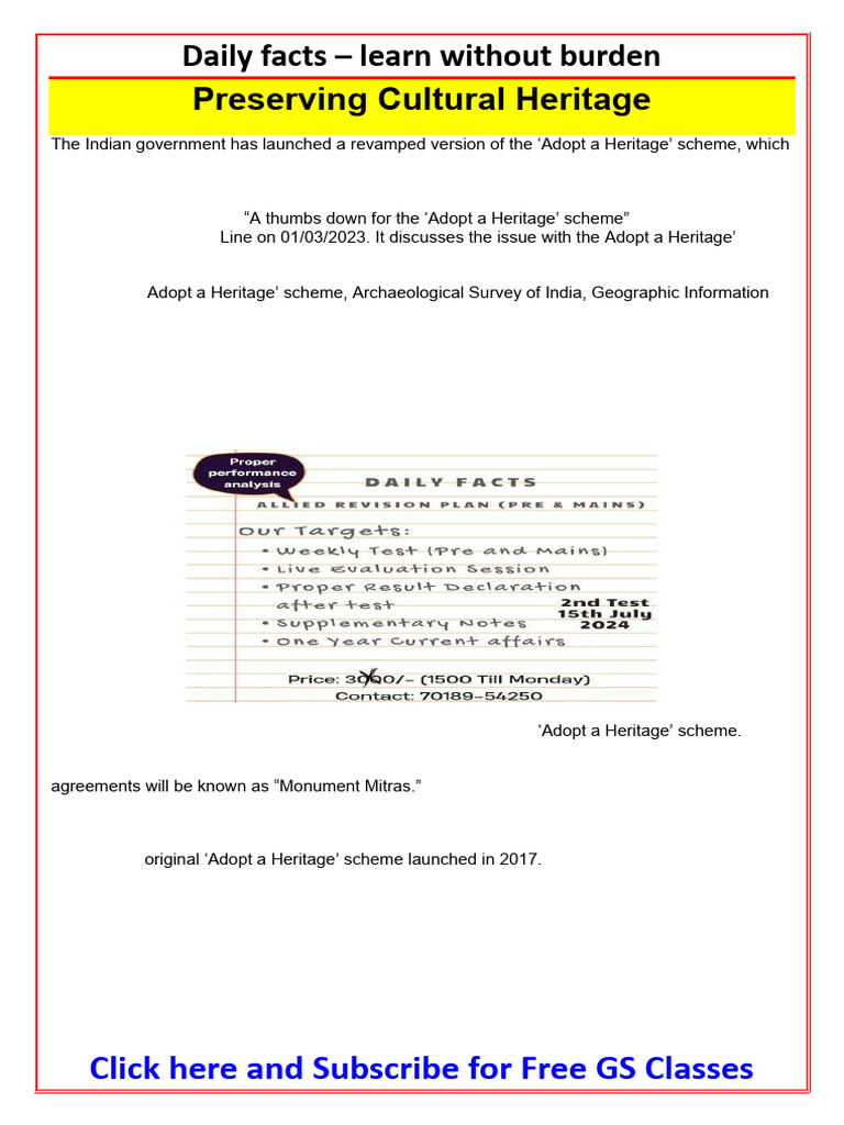 Preserving Cultural Heritage - Daily Facts | PDF
