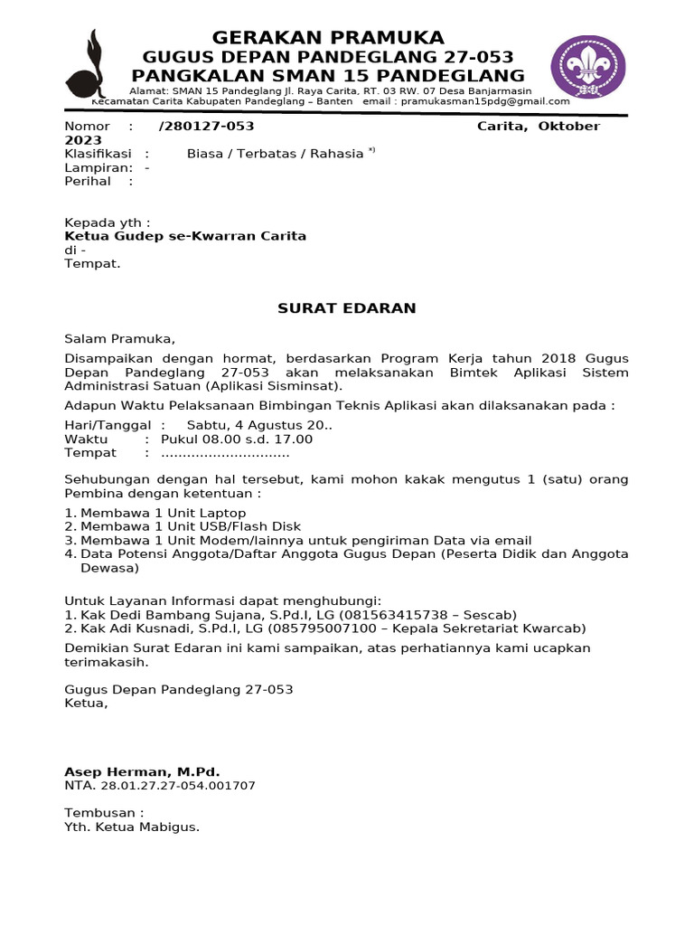Bimtek Aplikasi Sisminsat Pramuka 2023 | PDF