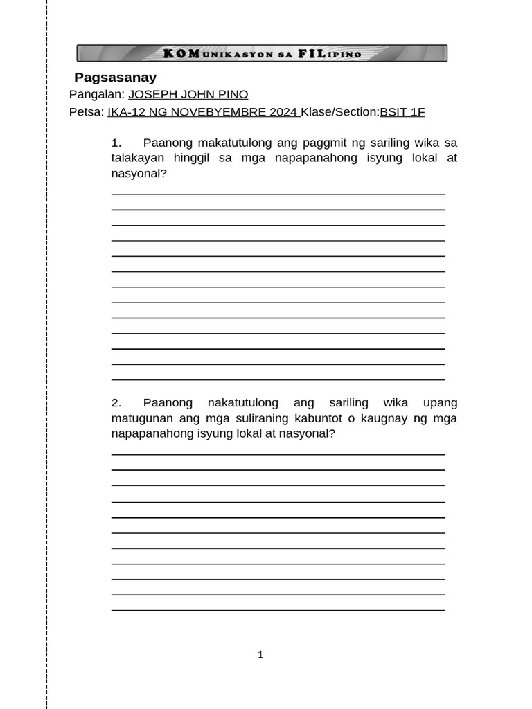 Aralin 3 Assessments | PDF