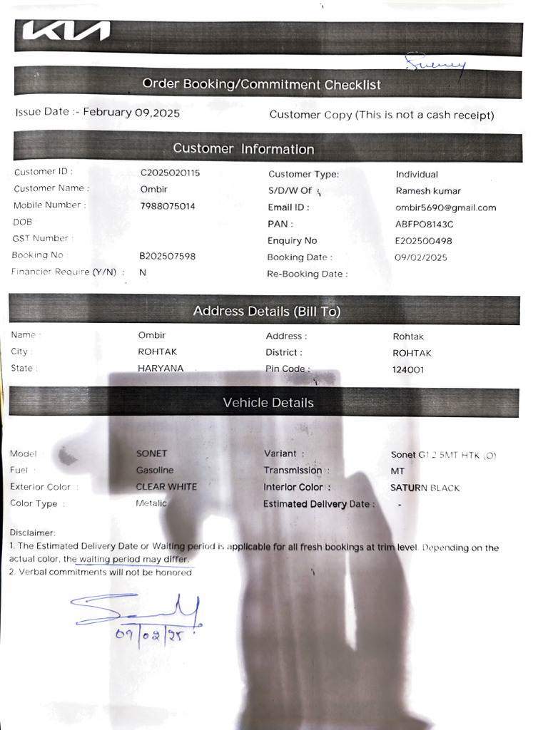 Vehicle Booking Confirmation Details | PDF | Car | Vehicle Technology