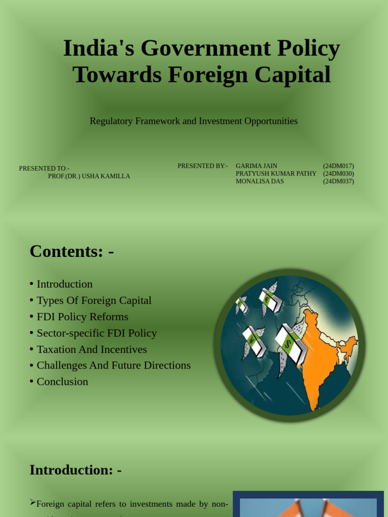 India's Government Policy Towards Foreign Capital EEB PPT F | PDF ...