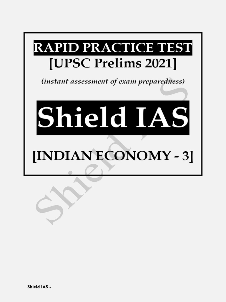 Shield IAS - RPT - Indian Economy 3 - UPSC Prelims 2021 | PDF ...