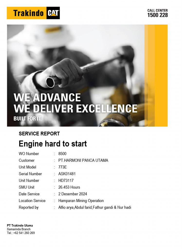 Service Report Engine Hard To Start - HD73117CT - ASK01481 | PDF | Fuel ...