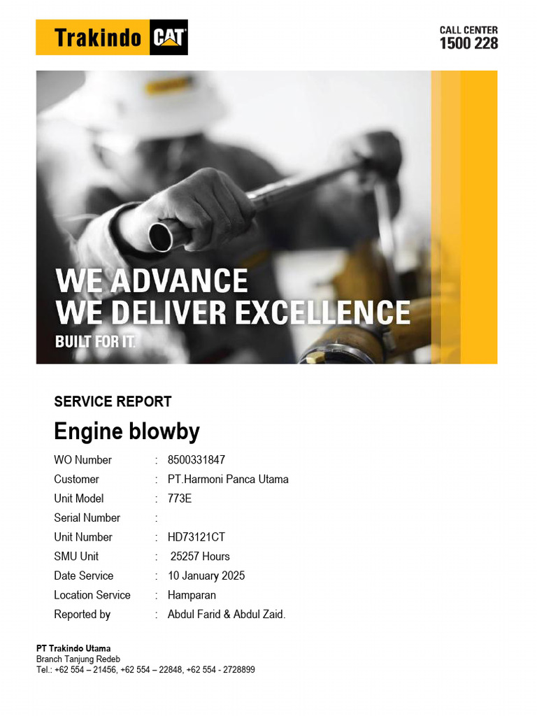 Service Report HD73121CT Engine Blow by | PDF | Fuel Injection