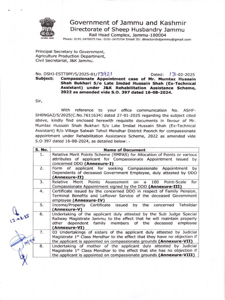 Compassionate Appointment Guidelines J&K | PDF | Money | Income