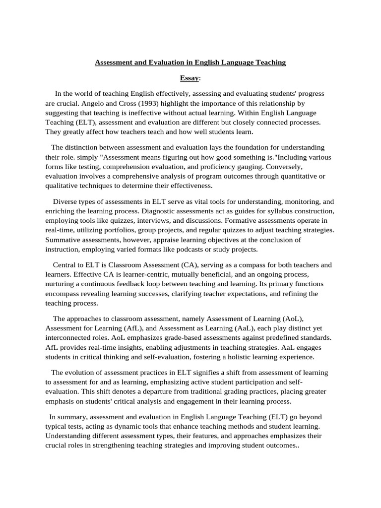 Assessment Strategies in ELT | PDF | Educational Assessment | Evaluation