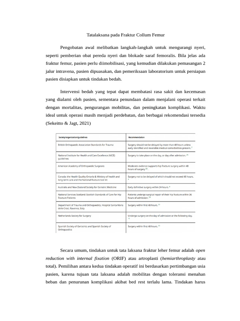 Tatalaksana Pada Fraktur Collum Femur | PDF