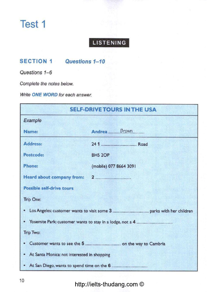 Listening Test 1 Pdf