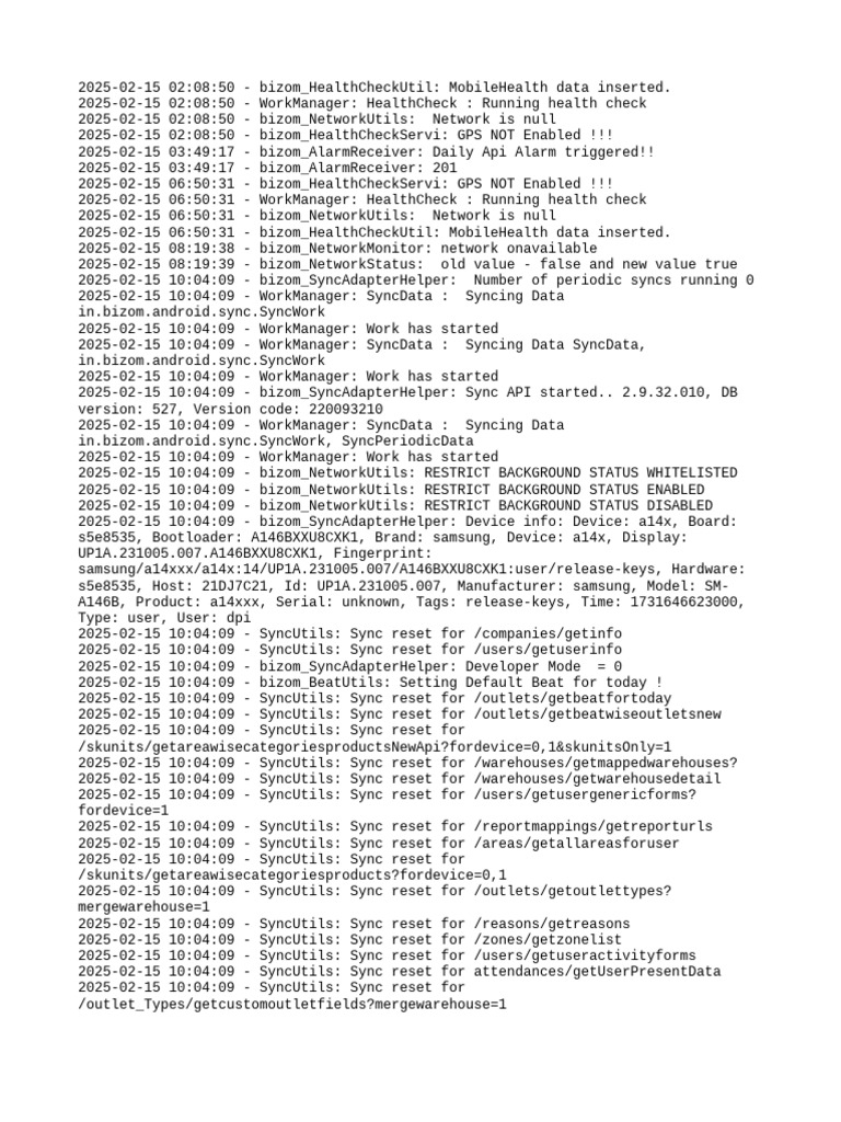 Bizom Health Check and Sync Log | PDF | Computing | Software