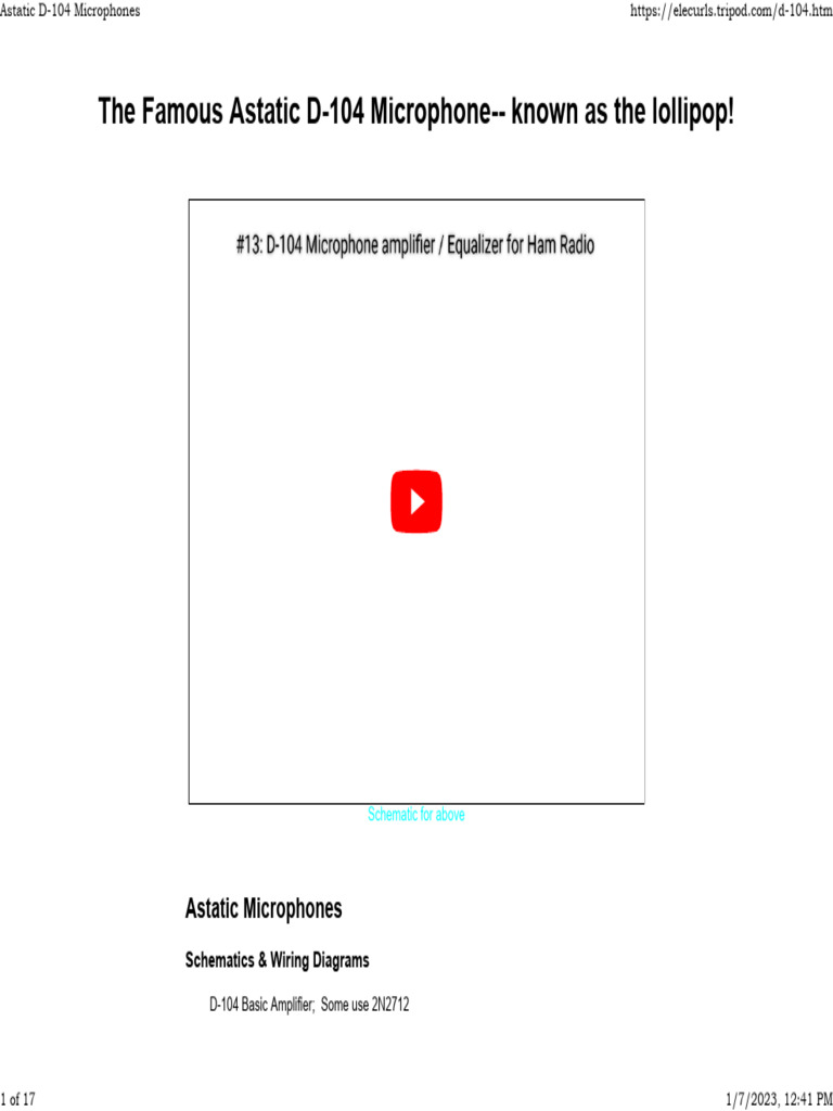 Astatic D104 Microphone Wiring Guide PDF Microphone Resistor
