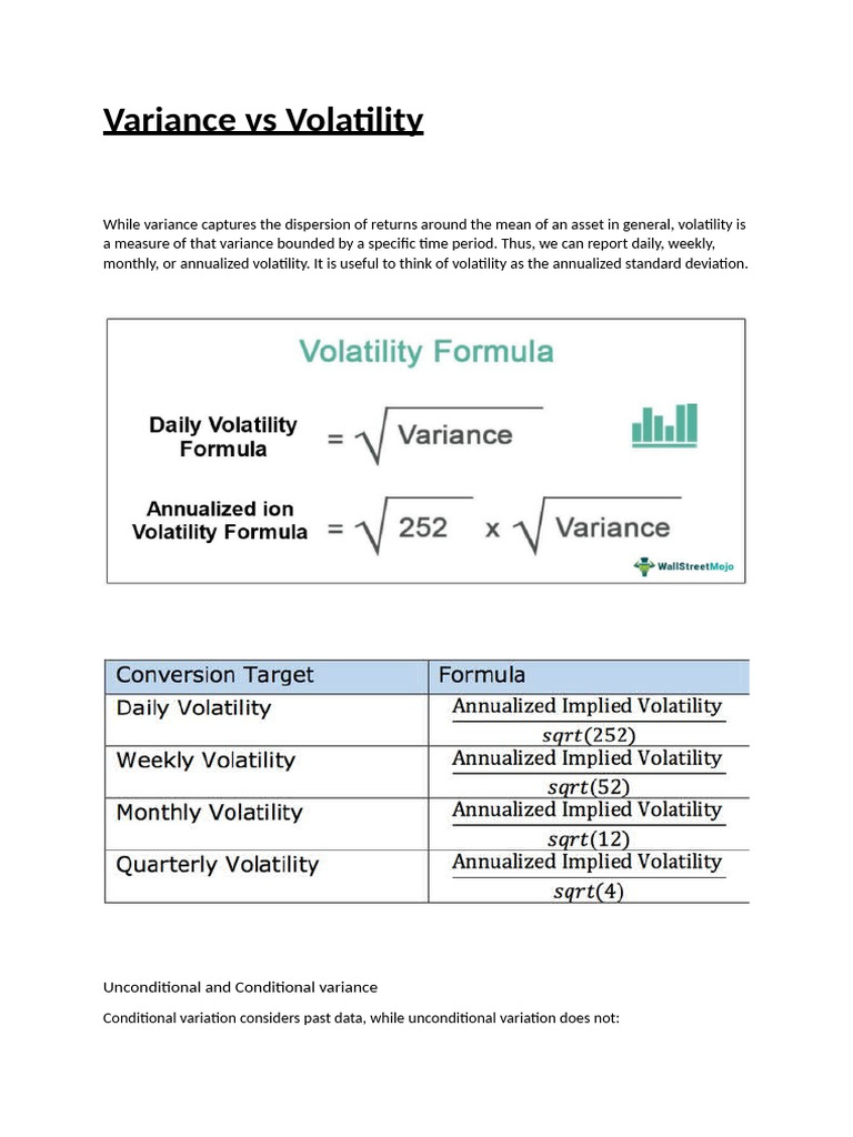 Understanding Variance and Volatility | PDF | Variance | Volatility ...