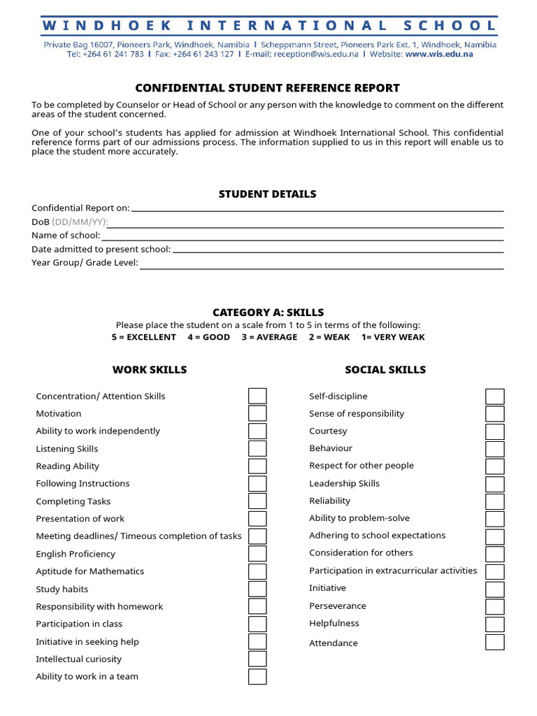 Confidential Student Reference Report | PDF | Intelligence | Cognition