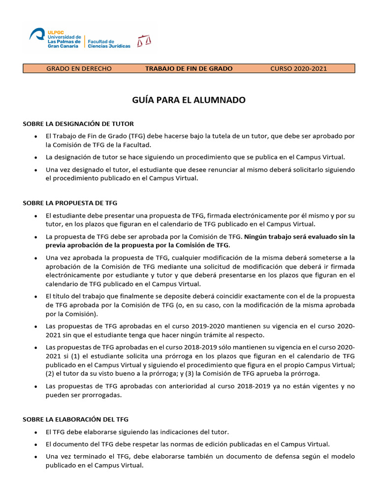 Guía TFG Derecho 2020-2021 | PDF
