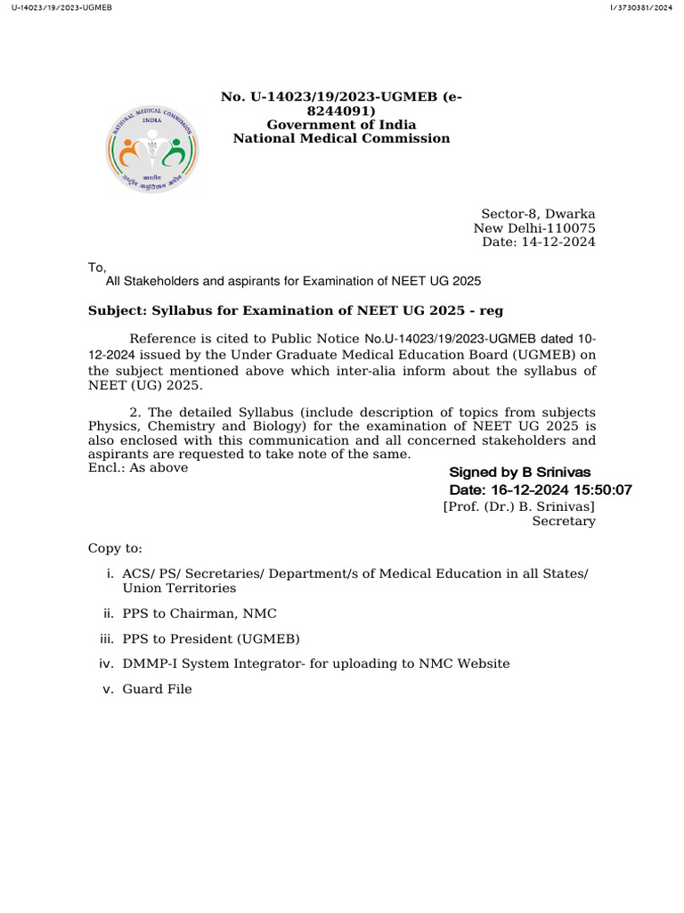 NEET UG 2025 Syllabus Overview | PDF | Chemical Bond | Chemical Equilibrium