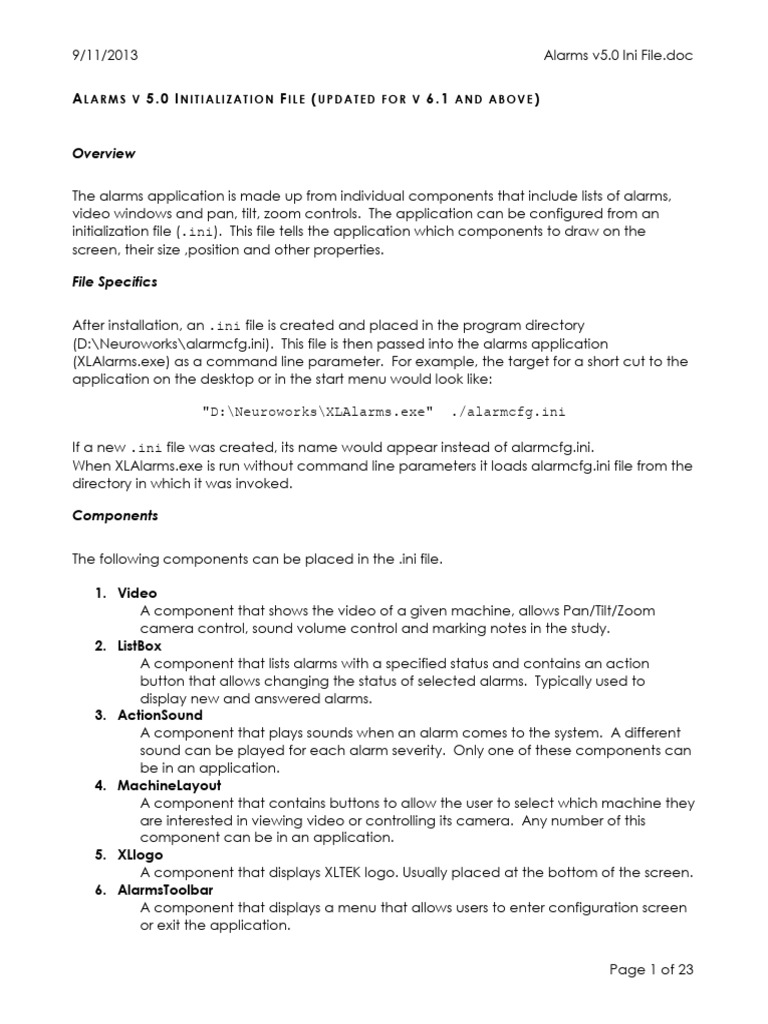 Alarms V5.0 Initialization File Guide | PDF | Command Line Interface ...