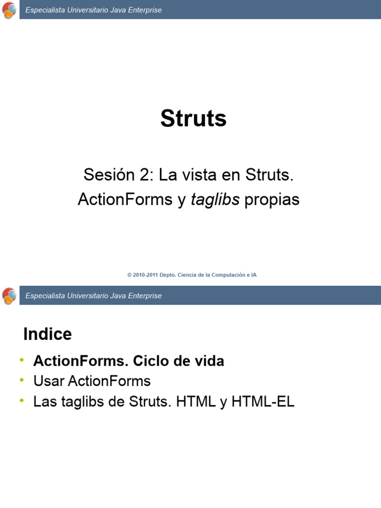 ActionForms y Taglibs en Struts | PDF | Java (lenguaje de programación ...