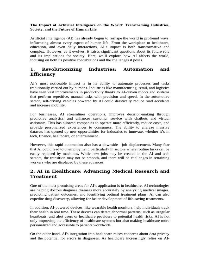AI's Transformative Impact on Society | PDF | Artificial Intelligence ...