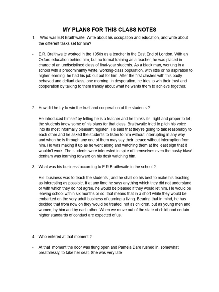 E.R. Braithwaite's Teaching Approach | PDF