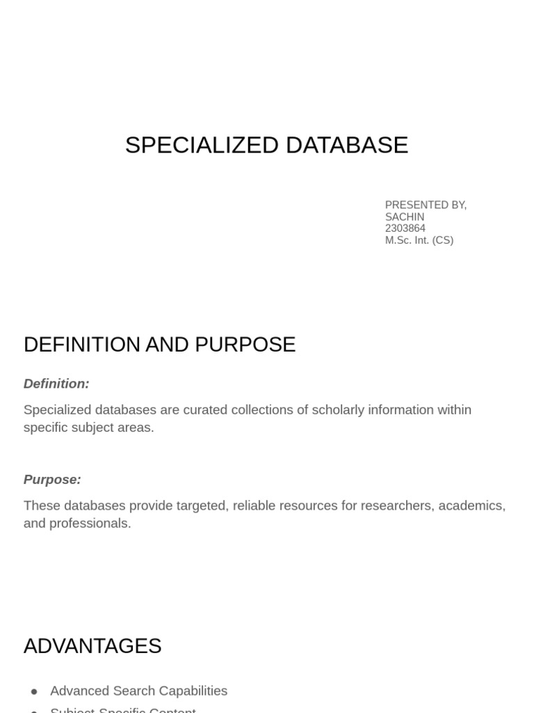 Specialised database pdf