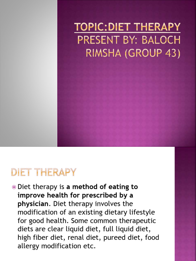 Baloch Rimsha (Diet Therapy) | PDF | Diet (Nutrition) | Diet & Nutrition