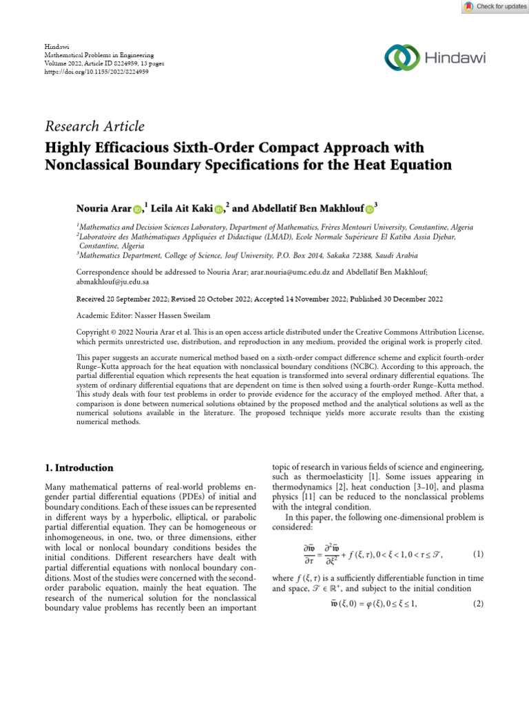 Mathematical Problems in Engineering - 2022 - Arar - Highly Efficacious ...