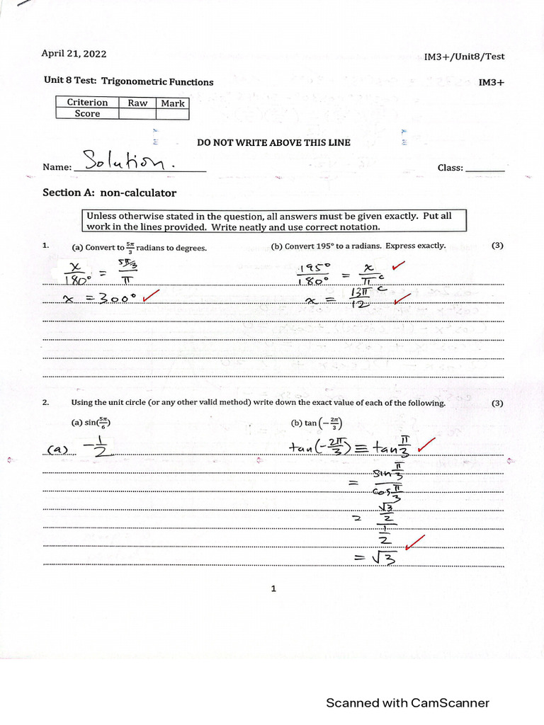 Unit 8 Trigfun 202122 Ms | PDF