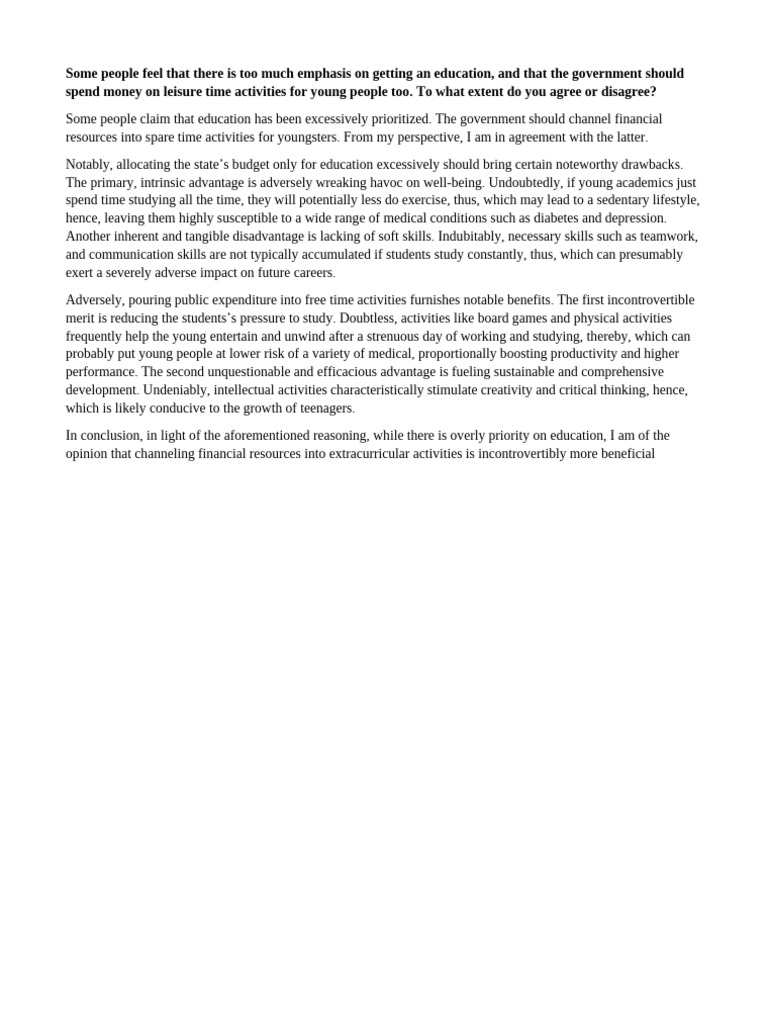 Balancing Education and Leisure for Youth | PDF